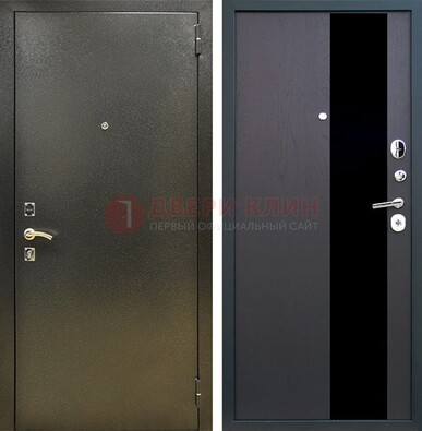 Входная темная дверь с порошковым покрытием и МДФ со стеклом ДП-294 в Ивантеевке