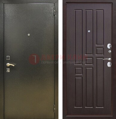 Входная темно-серая дверь с порошковым напылением и коричневой МДФ ДП-301 в Ивантеевке