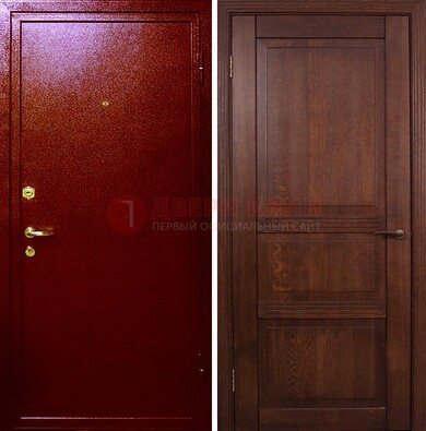 Красная железная дверь с порошковым окрасом ДП-58 в Ивантеевке