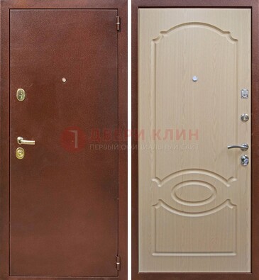Коричневая металлическая дверь с порошковым окрасом ДП-76 в Воскресенске