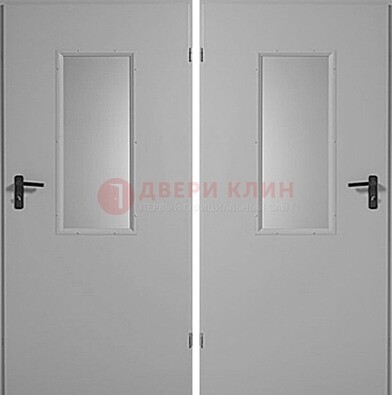 Белая металлическая противопожарная дверь с декоративной вставкой ДПП-7 в Ивантеевке