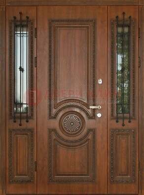 Парадная распашная стальная дверь Винорит со стеклом ДПР-106 в Ивантеевке