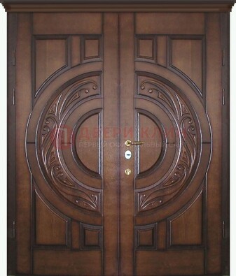 Утепленная коричневая стальная парадная дверь ДПР-51 в Ступино