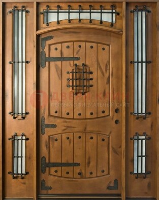Парадная дверь с коваными элементами ДПР-68 в коттедж в Ивантеевке