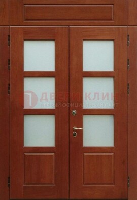 Металлическая парадная дверь со стеклом ДПР-69 для загородного дома в Ивантеевке