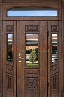 Парадная стальная дверь Винорит со стеклом и резьбой ДПР-97 в Ивантеевке
