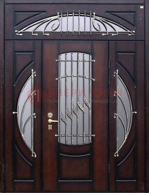 Парадная дверь со стеклянными вставками и ковкой ДПР-9 для улицы в Ивантеевке