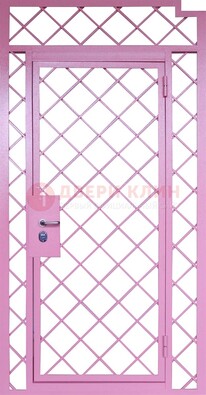 Розовая металлическая решетчатая дверь ДР-15 в Ивантеевке