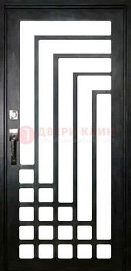 Черная стальная решетчатая дверь в современном стиле ДР-43 в Ивантеевке
