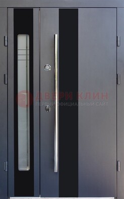 Серая стальная дверь со стеклом ДС-11 в Ивантеевке