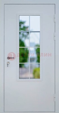 Белая железная дверь порошок со стеклом ДС-31 в Ивантеевке