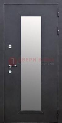 Черная стальная дверь порошок со стеклом ДС-33 в Ивантеевке