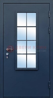 Темная металлическая дверь порошок со стеклом ДС-34 в Ивантеевке