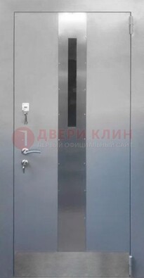 Серая металлическая дверь со стеклом ДС-74 в Ивантеевке