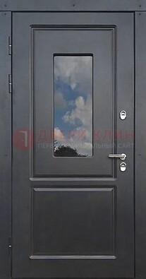 Чёрная металлическая дверь со стеклом ДС-77 в Ивантеевке
