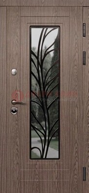 Металлическая дверь со стеклом и ковкой в стиле модерн ДСК-106 в Ивантеевке