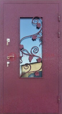 Железная дверь Порошок со стеклом и ковкой лозы ДСК-220 в Ивантеевке