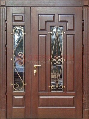Стальная распашная дверь Винорит стекло и ковка ДСК-274 в Ивантеевке