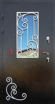 Входная дверь Порошок со стеклом и ковкой ДСК-278 в Ивантеевке