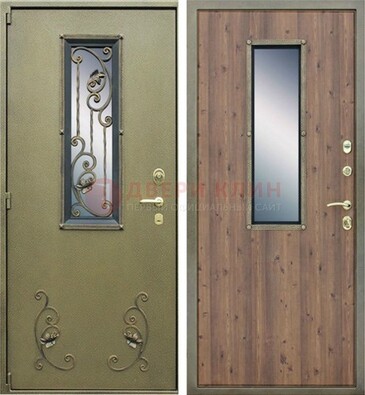 Офисная железная дверь со стеклом и ковкой ДСК-44 в Ивантеевке