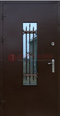 Надежная металлическая дверь со стеклом и ковкой ДСК-47 в Ивантеевке