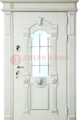 Герметичная входная дверь со стеклом и ковкой с украшением ДСК-64 в Ивантеевке