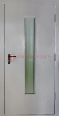 Белая металлическая техническая дверь со стеклянной вставкой ДТ-2 в Ивантеевке