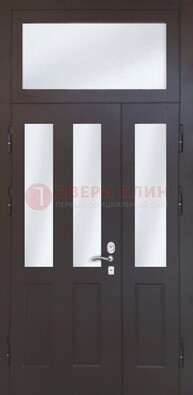 Черная тамбурная дверь со стеклянными вставками ДТМ-38 в Ивантеевке