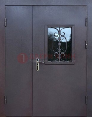 Тамбурная дверь Порошок со стеклом и ковкой ДТМ-48 в Ивантеевке