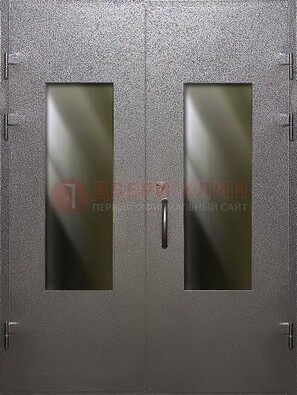 Серая тамбурная дверь со стеклянными вставками ДТМ-8 в Ивантеевке