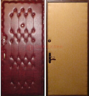 Бордовая металлическая дверь с винилискожей ДВ-1 в Ивантеевке