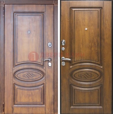 Коричневая металлическая дверь с виноритом ДВТ-10 в Ивантеевке