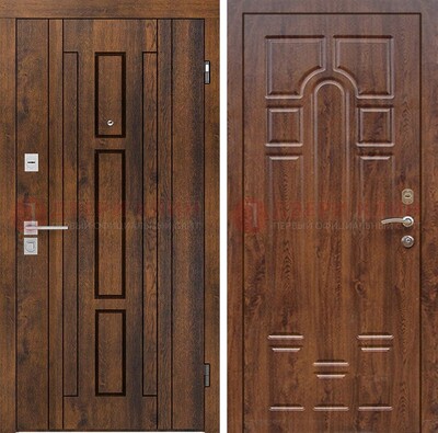 Стальная коричневая дверь с МДФ и коричневой МДФ внутри ДМ-1388 в Ивантеевке