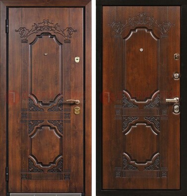 Коричневая железная дверь с виноритом и узором ДВТ-211 в Ивантеевке