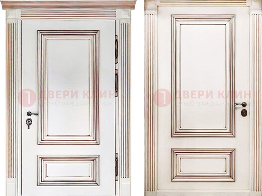Белая металическая дверь с виноритом для дома ДВТ-239 в Ивантеевке