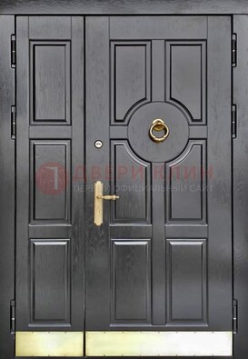 Черная металическая дверь с виноритом для дома ДВТ-241 в Ивантеевке