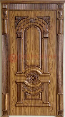 Коричневая металлическая дверь с виноритом ДВТ-61 в Ивантеевке