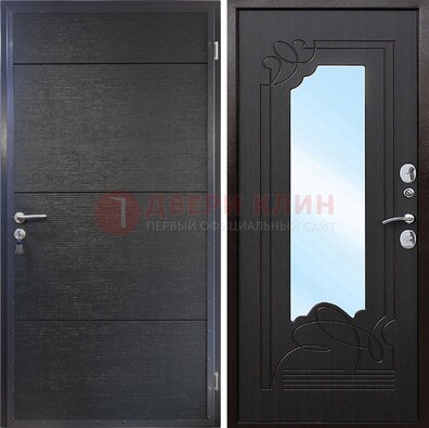 Темная Железная дверь c виноритом и МДФ с зеркалом ДЗ-119 в Ивантеевке