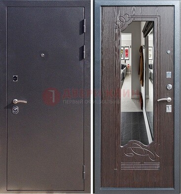 Черная входная дверь с зеркалом МДФ внутри ДЗ-29 в Ивантеевке