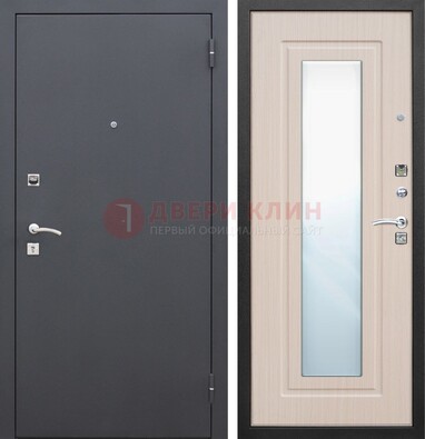 Черная входная дверь с зеркалом МДФ внутри ДЗ-31 в Ивантеевке