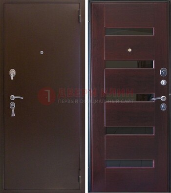 Темная железная дверь с зеркалом ДЗ-42 в Ивантеевке