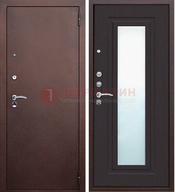 Коричневая металлическая дверь с зеркалом ДЗ-43 в Ивантеевке