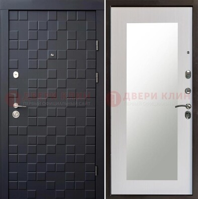 Черная стальная дверь МДФ и зеркалом ДЗ-50 в Ивантеевке