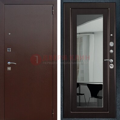 Металлическая дверь с порошковым напылением с МДФ и зеркалом ДЗ-61 в Ивантеевке