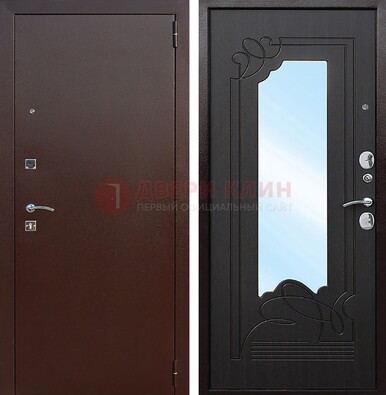 Входная дверь с порошковым напылением Медный антик/Венге с зеркалом ДЗ-64 в Ивантеевке
