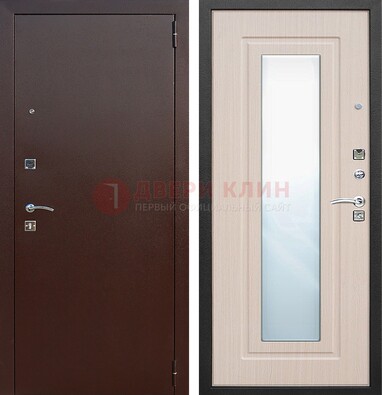 Входная дверь с порошковым покрытием филенчатой МДФ и зеркалом ДЗ-65 в Ивантеевке