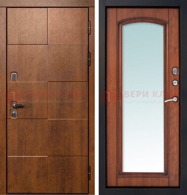 Белая филенчатая дверь с фрезерованной МДФ и зеркалом ДЗ-81 в Ивантеевке
