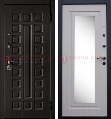 Черная филенчатая металлическая дверь МДФ с зеркалом ДЗ-83 в Ивантеевке