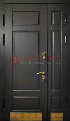 Черная полуторная железная дверь для частного дома ПЛ-2 в Ивантеевке