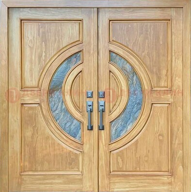 Двухстворчатая металлическая дверь с витражом ВЖ-11 в Ивантеевке